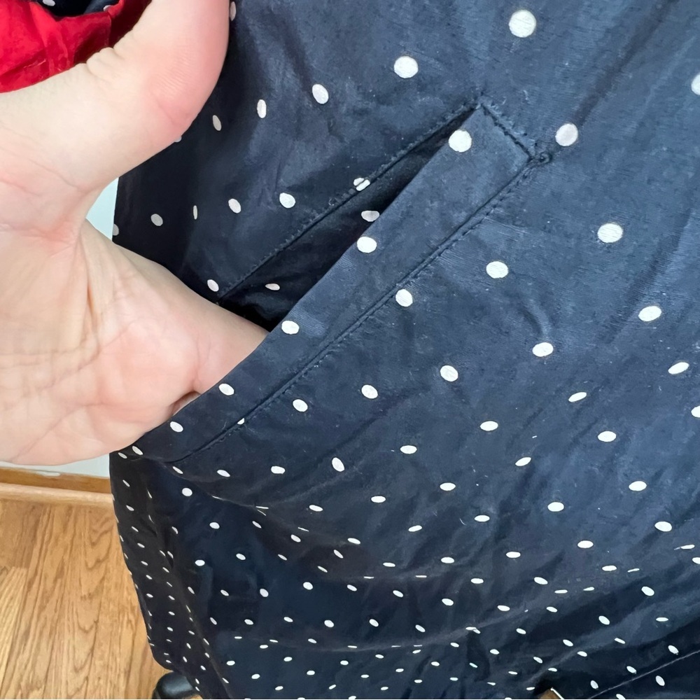 Lauren Ralph Lauren Navy Polka Dot Trench Coat with Red Lining - Picture 9 of 17
